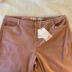 A Beautiful Soul Blush Pink High Waisted Corduroy Flares NWT